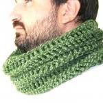 Neckwarmer Or Cowl Green Crocheted, Unisex