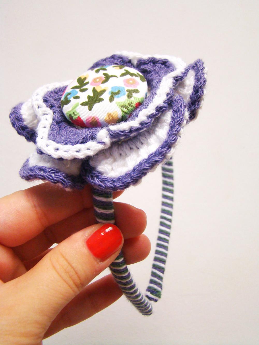 Violet Flower Crocheted Headband